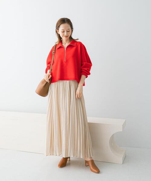 URBAN RESEARCH ROSSO WOMEN（アーバンリサーチ　ロッソ）の「ハーフジップニット（ニット/セーター・レディース・ライトベージュ/レッド・FREE）」の13枚目の写真