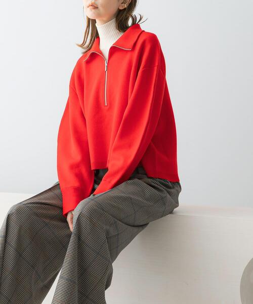 URBAN RESEARCH ROSSO WOMEN（アーバンリサーチ　ロッソ）の「ハーフジップニット（ニット/セーター・レディース・ライトベージュ/レッド・FREE）」の14枚目の写真