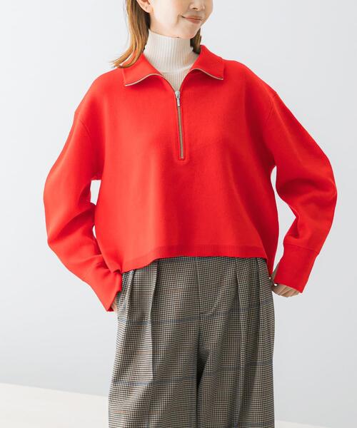 URBAN RESEARCH ROSSO WOMEN（アーバンリサーチ　ロッソ）の「ハーフジップニット（ニット/セーター・レディース・ライトベージュ/レッド・FREE）」の15枚目の写真