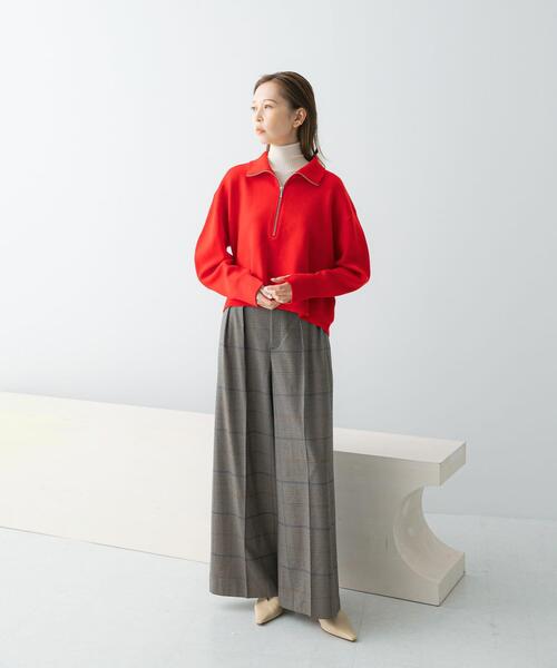 URBAN RESEARCH ROSSO WOMEN（アーバンリサーチ　ロッソ）の「ハーフジップニット（ニット/セーター・レディース・ライトベージュ/レッド・FREE）」の16枚目の写真