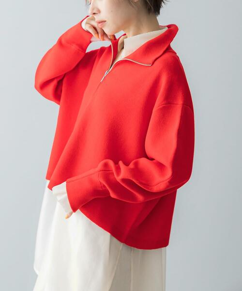 URBAN RESEARCH ROSSO WOMEN（アーバンリサーチ　ロッソ）の「ハーフジップニット（ニット/セーター・レディース・ライトベージュ/レッド・FREE）」の17枚目の写真