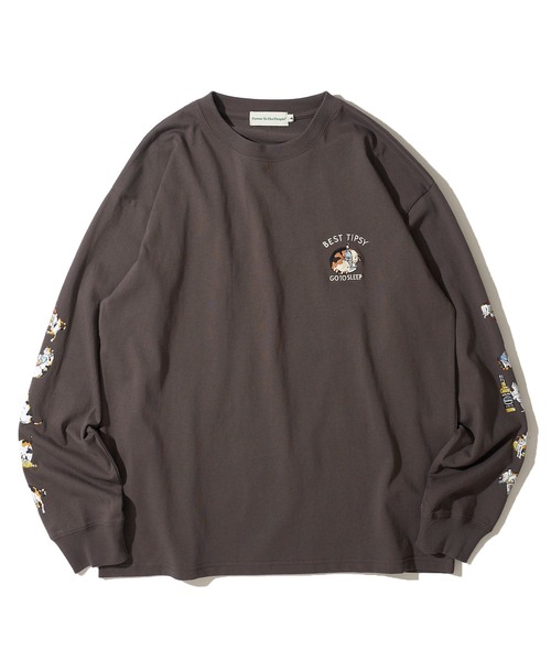 Optstuff ブラック ロングスリーブ Tシャツ Edition tシャツ コットンクルーネック ロングスリーブTシャツ