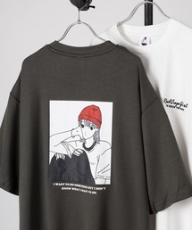 【70】【RCG】冷感とろみポンチ サイドスリット バックプリント Tシャツ