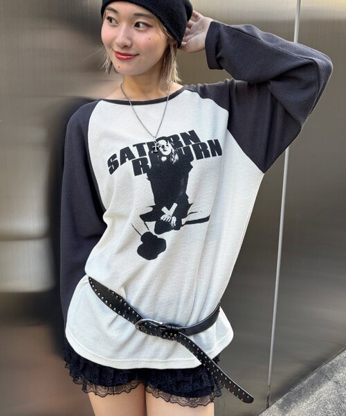 WHO'S WHO gallery（フーズフーギャラリー）の「【WEB限定】シャーロットワッフルラグラントップス（Tシャツ/カットソー・レディース・チャコールグレー/ブラウン・FREE）」の12枚目の写真