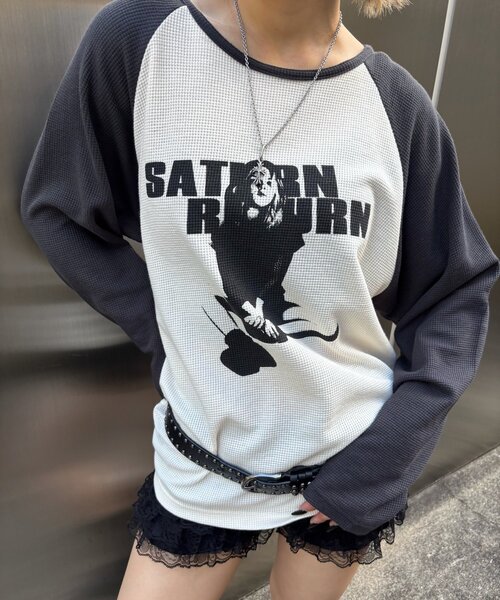 WHO'S WHO gallery（フーズフーギャラリー）の「【WEB限定】シャーロットワッフルラグラントップス（Tシャツ/カットソー・レディース・チャコールグレー/ブラウン・FREE）」の15枚目の写真