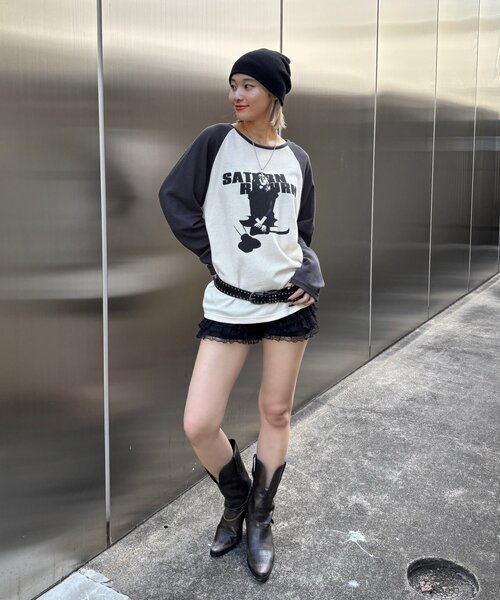 WHO'S WHO gallery（フーズフーギャラリー）の「【WEB限定】シャーロットワッフルラグラントップス（Tシャツ/カットソー・レディース・チャコールグレー/ブラウン・FREE）」の18枚目の写真