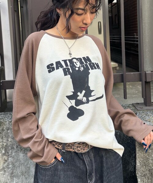 WHO'S WHO gallery（フーズフーギャラリー）の「【WEB限定】シャーロットワッフルラグラントップス（Tシャツ/カットソー・レディース・チャコールグレー/ブラウン・FREE）」の20枚目の写真