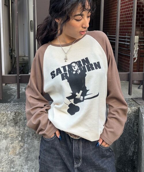 WHO'S WHO gallery（フーズフーギャラリー）の「【WEB限定】シャーロットワッフルラグラントップス（Tシャツ/カットソー・レディース・チャコールグレー/ブラウン・FREE）」の21枚目の写真