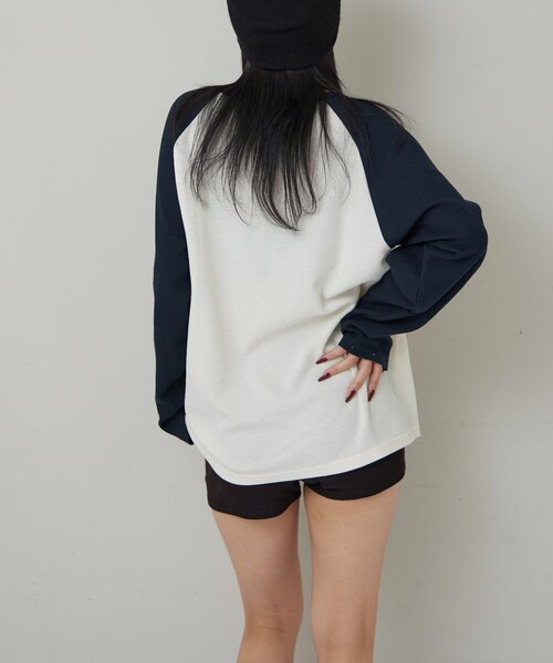 WHO'S WHO gallery（フーズフーギャラリー）の「【WEB限定】シャーロットワッフルラグラントップス（Tシャツ/カットソー・レディース・チャコールグレー/ブラウン・FREE）」の9枚目の写真