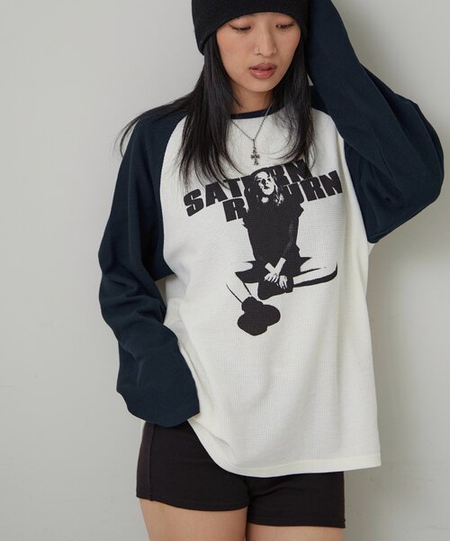 WHO'S WHO gallery（フーズフーギャラリー）の「【WEB限定】シャーロットワッフルラグラントップス（Tシャツ/カットソー・レディース・チャコールグレー/ブラウン・FREE）」の10枚目の写真