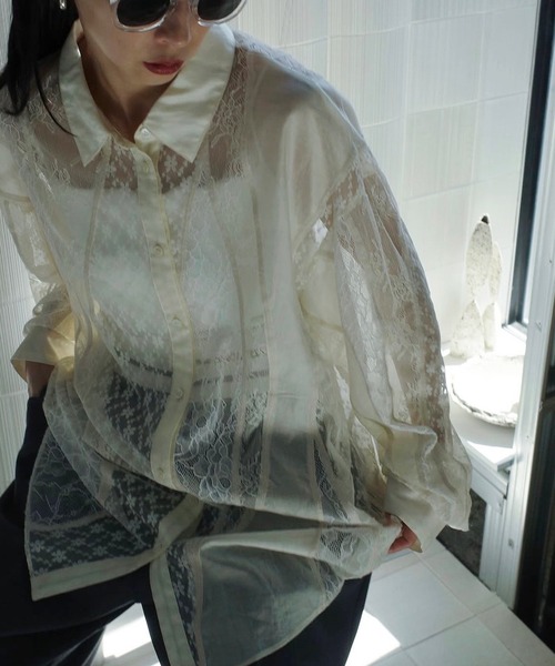 LACE WAVE PATCHWORK SHIRT（シャツ/ブラウス）｜Ameri（アメリ