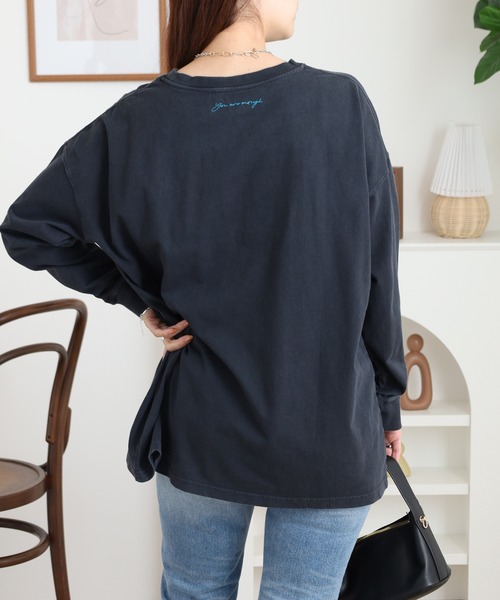 Arinomama(アリノママ)の「フラワー&「you are enough」刺繍オーバーサイズロンT(Tシャツ/カットソー・レディース・カーキ/ブラック/ワインレッド/オフホワイト・FREE)」の13枚目の写真