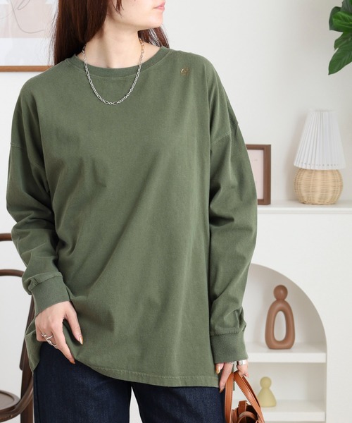Arinomama(アリノママ)の「フラワー&「you are enough」刺繍オーバーサイズロンT(Tシャツ/カットソー・レディース・カーキ/ブラック/ワインレッド/オフホワイト・FREE)」の17枚目の写真