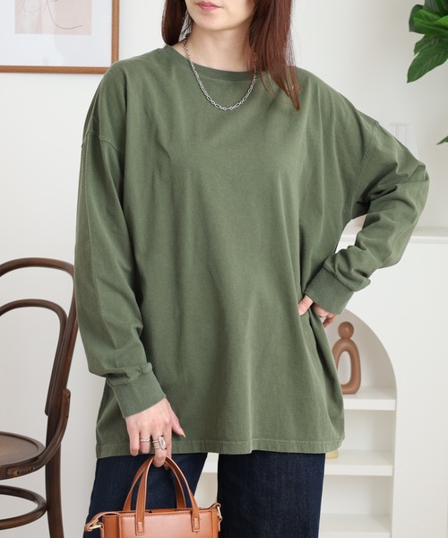 Arinomama(アリノママ)の「フラワー&「you are enough」刺繍オーバーサイズロンT(Tシャツ/カットソー・レディース・カーキ/ブラック/ワインレッド/オフホワイト・FREE)」の18枚目の写真