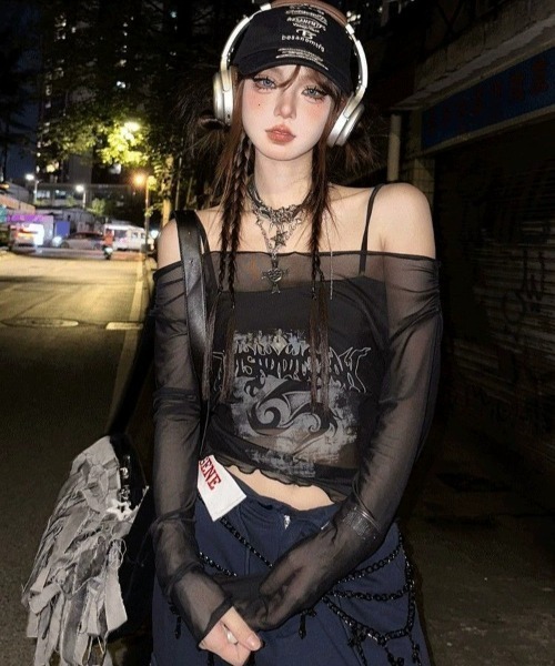 セール】シアー Y2K グランジ トップス（Tシャツ/カットソー）｜DEVICE