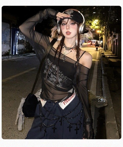 セール】シアー Y2K グランジ トップス（Tシャツ/カットソー）｜DEVICE