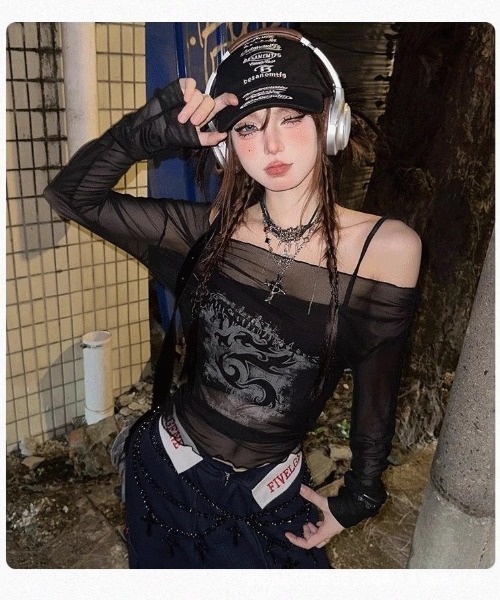 セール】シアー Y2K グランジ トップス（Tシャツ/カットソー）｜DEVICE