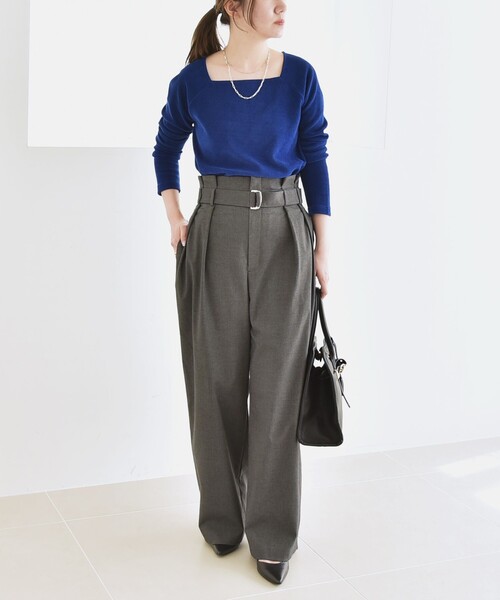 シャネルネイビー キュロットパンツ ベルト縫い付けロイヤルブルー シャネルネイビー キュロットパンツ ベルト縫い付けロイヤル