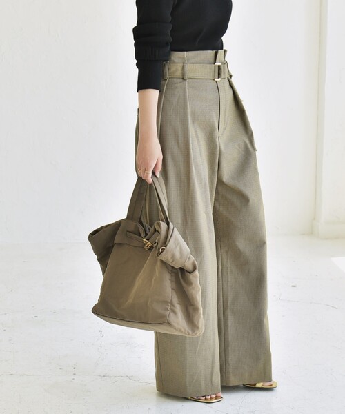 quaranciel:〈洗濯機可能〉ハンサム ハイウエスト ベルト ワイド