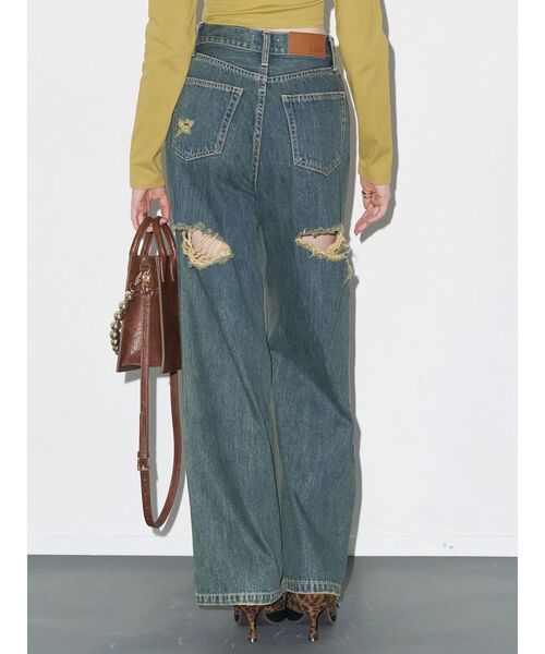 EVRIS(エヴリス)の「BACKスラッシュワイドデニムパンツ(デニムパンツ・レディース・ブラック/ライトブルー/インディゴブルー・SMALL/MEDIUM/X-SMALL)」の1枚目の写真