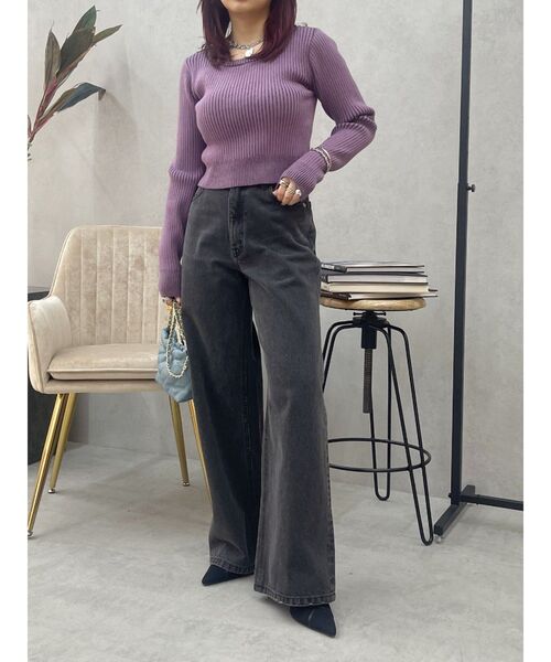 EVRIS(エヴリス)の「BACKスラッシュワイドデニムパンツ(デニムパンツ・レディース・ブラック/ライトブルー/インディゴブルー・SMALL/MEDIUM/X-SMALL)」の6枚目の写真