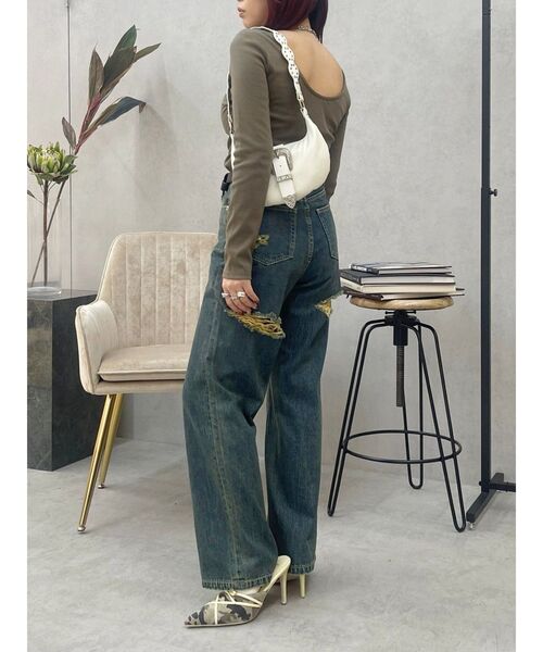 EVRIS(エヴリス)の「BACKスラッシュワイドデニムパンツ(デニムパンツ・レディース・ブラック/ライトブルー/インディゴブルー・SMALL/MEDIUM/X-SMALL)」の9枚目の写真