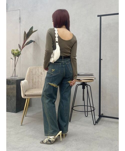 EVRIS(エヴリス)の「BACKスラッシュワイドデニムパンツ(デニムパンツ・レディース・ブラック/ライトブルー/インディゴブルー・SMALL/MEDIUM/X-SMALL)」の10枚目の写真