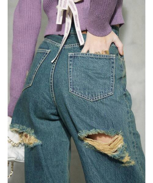 EVRIS(エヴリス)の「BACKスラッシュワイドデニムパンツ(デニムパンツ・レディース・ブラック/ライトブルー/インディゴブルー・SMALL/MEDIUM/X-SMALL)」の17枚目の写真