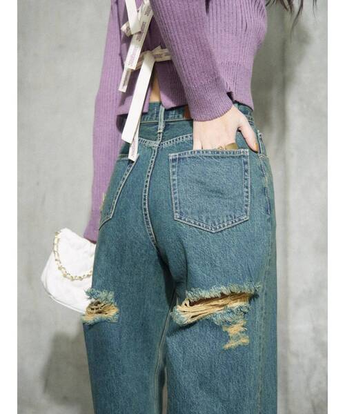 EVRIS(エヴリス)の「BACKスラッシュワイドデニムパンツ(デニムパンツ・レディース・ブラック/ライトブルー/インディゴブルー・SMALL/MEDIUM/X-SMALL)」の18枚目の写真