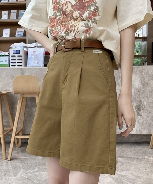 Miniministore(ミニミニストア)の「ベルト付きショートパンツ タック入り夏服ショートパンツ ショーパン 短パン ハーフパンツ クロップド(その他パンツ・レディース・ブラック/カーキブラウン/ホワイト・L/M/XL)」の11枚目の写真