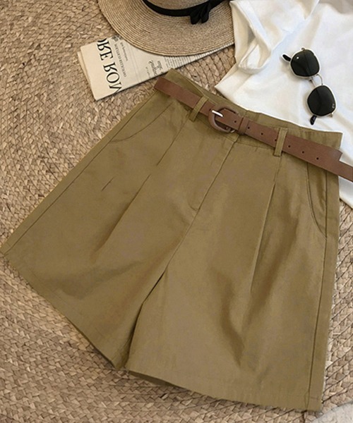 Miniministore(ミニミニストア)の「ベルト付きショートパンツ タック入り夏服ショートパンツ ショーパン 短パン ハーフパンツ クロップド(その他パンツ・レディース・ブラック/カーキブラウン/ホワイト・L/M/XL)」の21枚目の写真