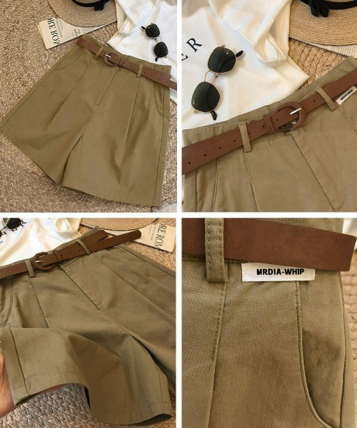 Miniministore(ミニミニストア)の「ベルト付きショートパンツ タック入り夏服ショートパンツ ショーパン 短パン ハーフパンツ クロップド(その他パンツ・レディース・ブラック/カーキブラウン/ホワイト・L/M/XL)」の22枚目の写真