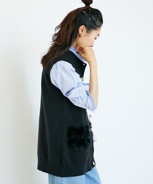 le.coeur blanc（ルクールブラン）の「TORRAZZO DONNA 別注ファーポケットベスト（ベスト・レディース・ブラック/グレー・38）」の5枚目の写真