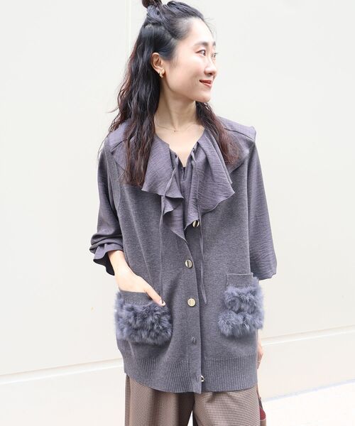 le.coeur blanc（ルクールブラン）の「TORRAZZO DONNA 別注ファーポケットベスト（ベスト・レディース・ブラック/グレー・38）」の21枚目の写真