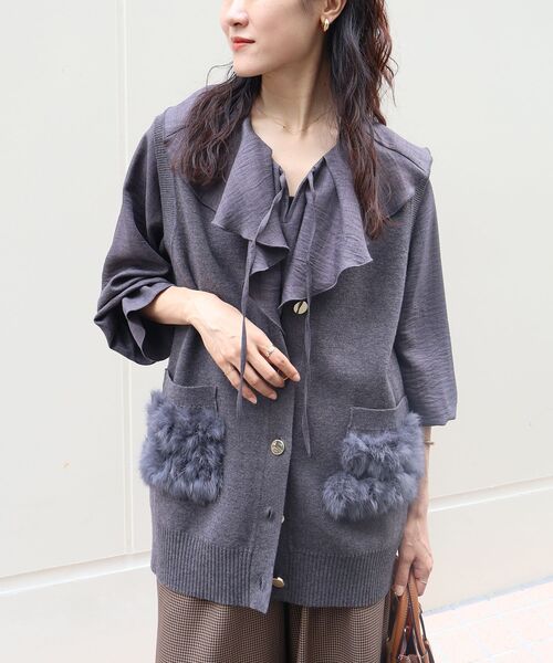 le.coeur blanc（ルクールブラン）の「TORRAZZO DONNA 別注ファーポケットベスト（ベスト・レディース・ブラック/グレー・38）」の22枚目の写真