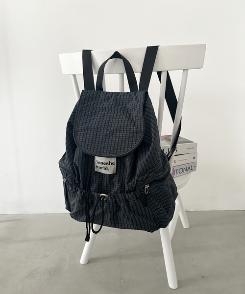 セール】【A4収納可能】チェック柄マルチポケットリュック
