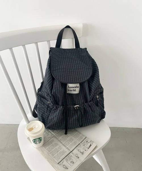 セール】【A4収納可能】チェック柄マルチポケットリュック