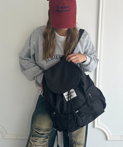 wears(ウェアーズ)の「【A4収納可能】チェック柄マルチポケットリュック(バックパック/リュック・レディース・ブラック/ネイビー・FREE)」の12枚目の写真