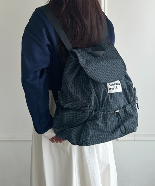 wears(ウェアーズ)の「【A4収納可能】チェック柄マルチポケットリュック(バックパック/リュック・レディース・ブラック/ネイビー・FREE)」の18枚目の写真