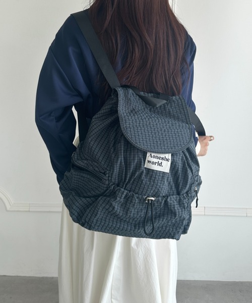 セール】【A4収納可能】チェック柄マルチポケットリュック（バック