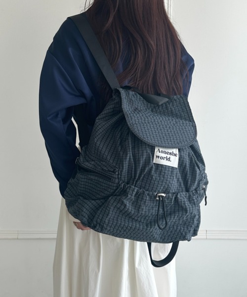 セール】【A4収納可能】チェック柄マルチポケットリュック