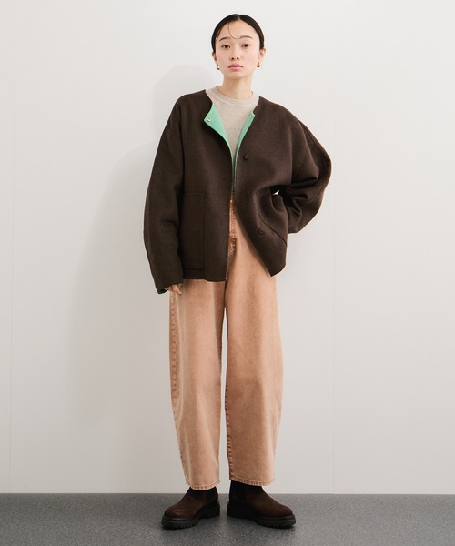 le cercle ADAM ET ROPE'(ルセルクルアダムエロペ)の「ダブルフェイスショートコート(その他アウター・レディース・ブラック系その他/ライトグレー/ブラウン・FREE)」の8枚目の写真
