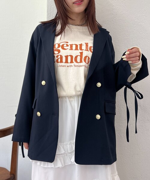 w closet（ダブルクローゼット）の「【25AW】リボンBIGテーラードジャケット（テーラードジャケット・レディース・ピンク系その他/ブラウン系その他/ブラウン/ネイビー・FREE）」の3枚目の写真