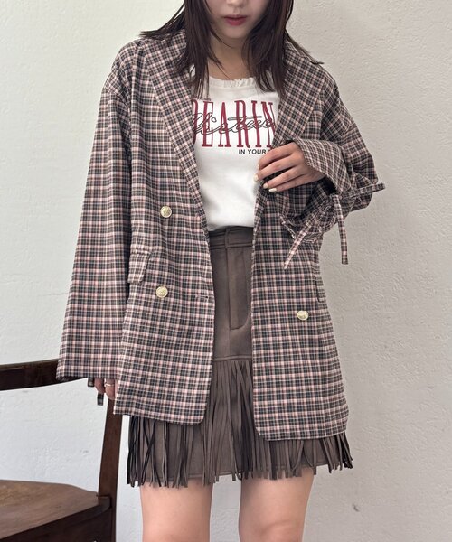 w closet（ダブルクローゼット）の「【25AW】リボンBIGテーラードジャケット（テーラードジャケット・レディース・ピンク系その他/ブラウン系その他/ブラウン/ネイビー・FREE）」の4枚目の写真