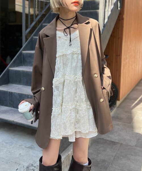 w closet（ダブルクローゼット）の「【25AW】リボンBIGテーラードジャケット（テーラードジャケット・レディース・ピンク系その他/ブラウン系その他/ブラウン/ネイビー・FREE）」の7枚目の写真