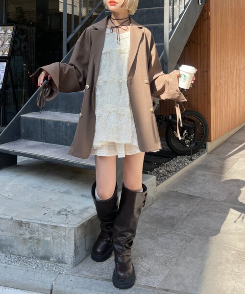 w closet（ダブルクローゼット）の「【25AW】リボンBIGテーラードジャケット（テーラードジャケット・レディース・ピンク系その他/ブラウン系その他/ブラウン/ネイビー・FREE）」の8枚目の写真