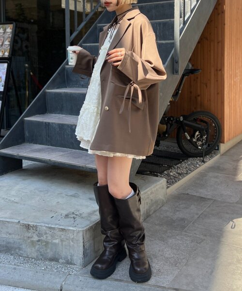 w closet（ダブルクローゼット）の「【25AW】リボンBIGテーラードジャケット（テーラードジャケット・レディース・ピンク系その他/ブラウン系その他/ブラウン/ネイビー・FREE）」の9枚目の写真