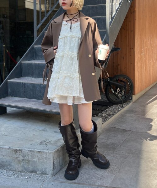 w closet（ダブルクローゼット）の「【25AW】リボンBIGテーラードジャケット（テーラードジャケット・レディース・ピンク系その他/ブラウン系その他/ブラウン/ネイビー・FREE）」の11枚目の写真