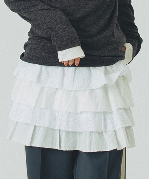 ROSE BUD(ローズバッド)の「LACE SKIRT(スカート・レディース・ホワイト/ブラック・ONE SIZE)」の4枚目の写真