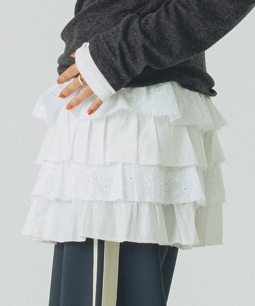 ROSE BUD(ローズバッド)の「LACE SKIRT(スカート・レディース・ホワイト/ブラック・ONE SIZE)」の5枚目の写真